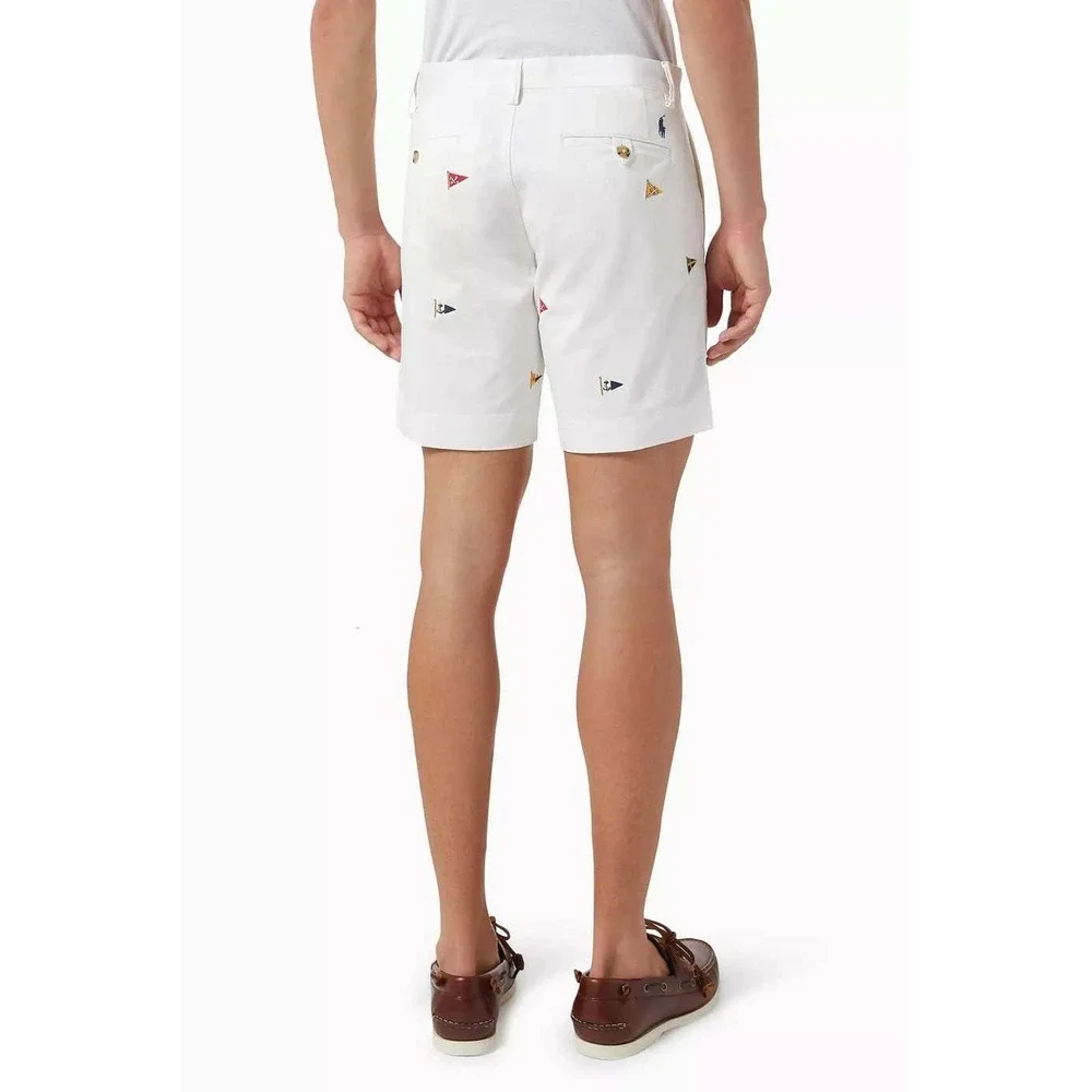 MENS POLO RALPH LAUREN‎ SZ 38 STRETCH STRAIGHT FIT SHORTS~WHITE / FLAGS~NWT